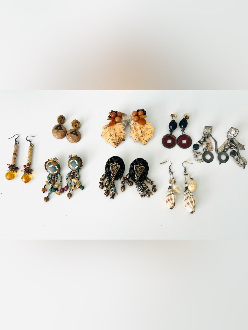 Handmade Black & Gold Beaded Dangle Earrings - Artisan Jewelry